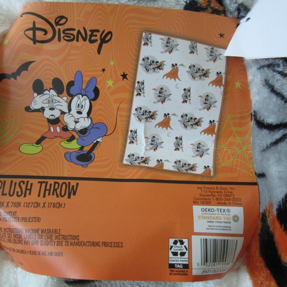 Disney Mickey Minnie Halloween Witch Vampire Throw Blanket - Picture 4 of 6